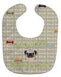 Too Cute Fawn Pug Baby Bib Easy-Clean Baby Bib Baby Feeding Accessory Baby Mealtime Essential, 10 x 13, Multicolor