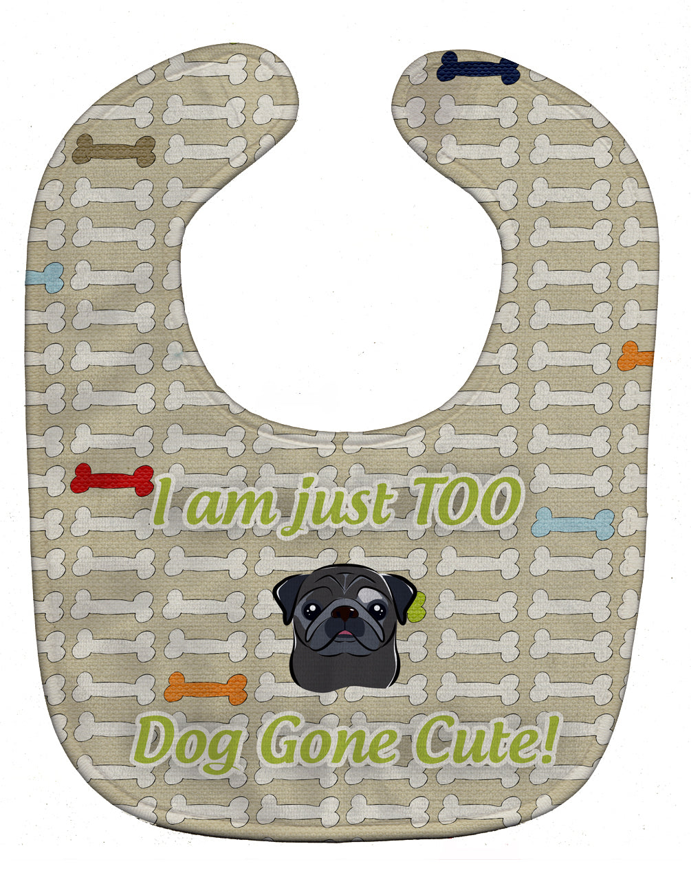 Too Cute Black Pug Baby Bib Easy-Clean Baby Bib Baby Feeding Accessory Baby Mealtime Essential, 10 x 13, Multicolor