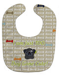 Too Cute Black Pug Baby Bib Easy-Clean Baby Bib Baby Feeding Accessory Baby Mealtime Essential, 10 x 13, Multicolor