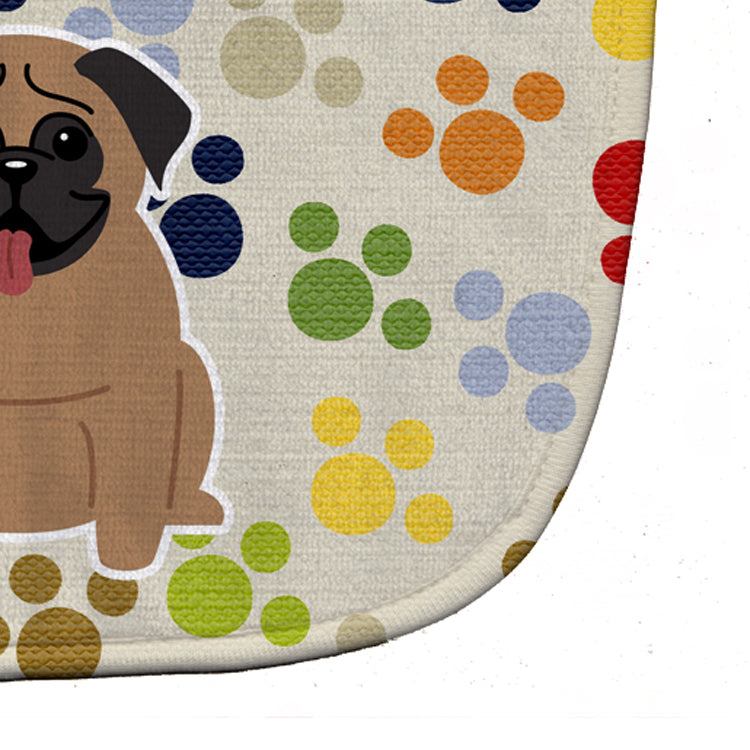 Pawprints Pug Brown Baby Bib Easy-Clean Baby Bib Baby Feeding Accessory Baby Mealtime Essential, 10 x 13, Multicolor