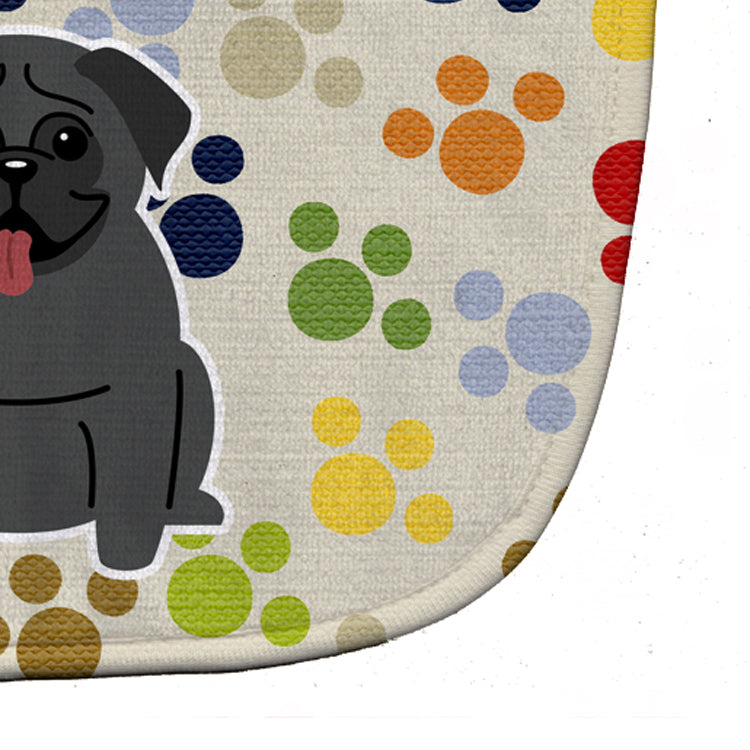 Pawprints Pug Black Baby Bib Easy-Clean Baby Bib Baby Feeding Accessory Baby Mealtime Essential, 10 x 13, Multicolor