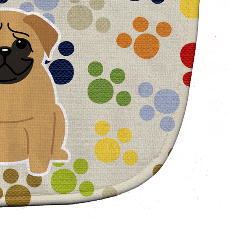 Pawprints Pug Brown Baby Bib Easy-Clean Baby Bib Baby Feeding Accessory Baby Mealtime Essential, 10 x 13, Multicolor