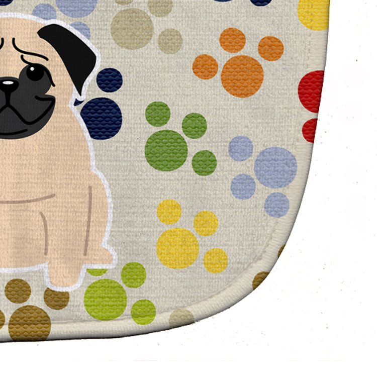 Pawprints Pug Fawn Baby Bib Easy-Clean Baby Bib Baby Feeding Accessory Baby Mealtime Essential, 10 x 13, Multicolor