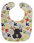 Pawprints French Bulldog Brindle Baby Bib Easy-Clean Baby Bib Baby Feeding Accessory Baby Mealtime Essential, 10 x 13, Multicolor