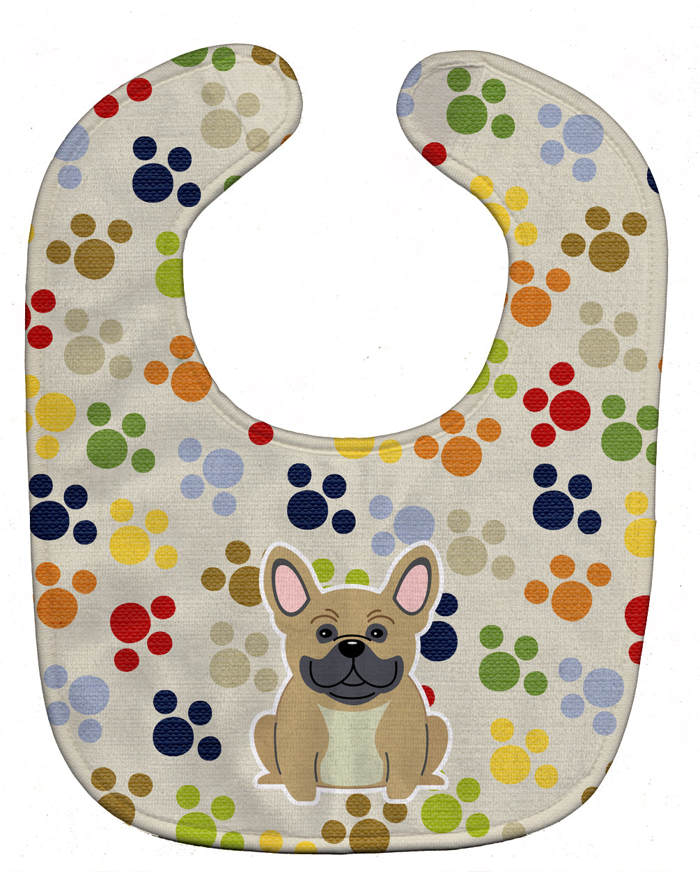 Pawprints French Bulldog Cream Baby Bib Easy-Clean Baby Bib Baby Feeding Accessory Baby Mealtime Essential, 10 x 13, Multicolor