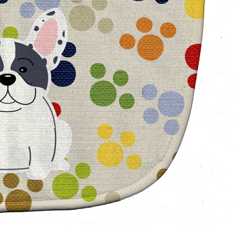 Pawprints French Bulldog Piebald Baby Bib Easy-Clean Baby Bib Baby Feeding Accessory Baby Mealtime Essential, 10 x 13, Multicolor