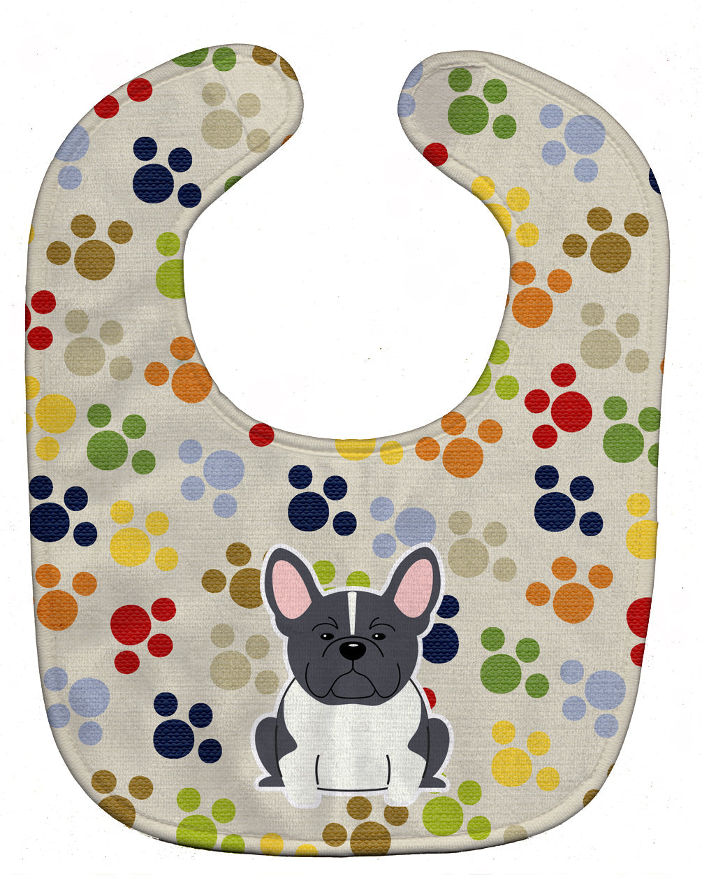 Pawprints French Bulldog Black White Baby Bib Easy-Clean Baby Bib Baby Feeding Accessory Baby Mealtime Essential, 10 x 13, Multicolor