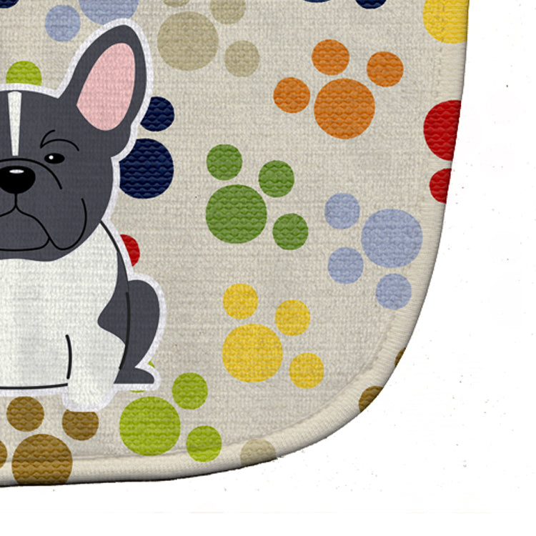 Pawprints French Bulldog Black White Baby Bib Easy-Clean Baby Bib Baby Feeding Accessory Baby Mealtime Essential, 10 x 13, Multicolor