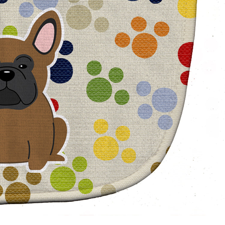 Pawprints French Bulldog Brown Baby Bib Easy-Clean Baby Bib Baby Feeding Accessory Baby Mealtime Essential, 10 x 13, Multicolor
