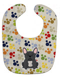 Pawprints French Bulldog Black Baby Bib Easy-Clean Baby Bib Baby Feeding Accessory Baby Mealtime Essential, 10 x 13, Multicolor