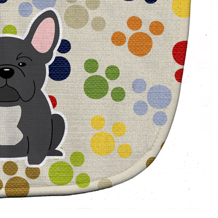 Pawprints French Bulldog Black Baby Bib Easy-Clean Baby Bib Baby Feeding Accessory Baby Mealtime Essential, 10 x 13, Multicolor