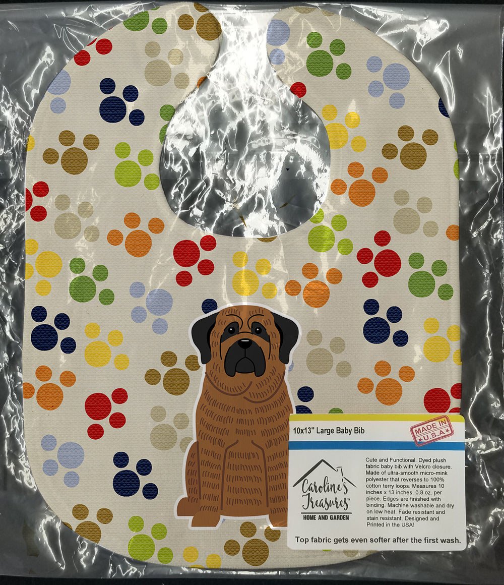 Pawprints Mastiff Brindle Baby Bib Easy-Clean Baby Bib Baby Feeding Accessory Baby Mealtime Essential, 10 x 13, Multicolor