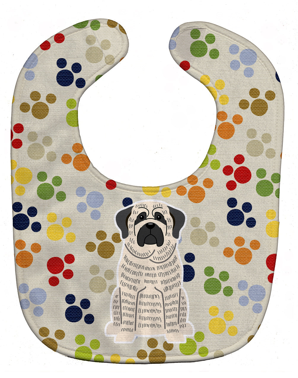 Pawprints Mastiff Brindle White Baby Bib Easy-Clean Baby Bib Baby Feeding Accessory Baby Mealtime Essential, 10 x 13, Multicolor