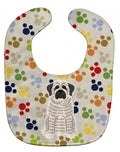 Pawprints Mastiff Brindle White Baby Bib Easy-Clean Baby Bib Baby Feeding Accessory Baby Mealtime Essential, 10 x 13, Multicolor