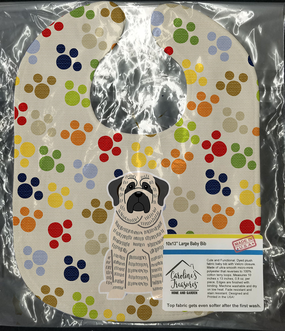 Pawprints Mastiff Brindle White Baby Bib Easy-Clean Baby Bib Baby Feeding Accessory Baby Mealtime Essential, 10 x 13, Multicolor