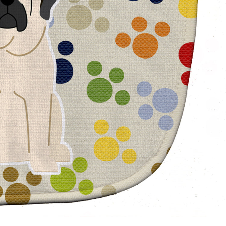 Pawprints Mastiff White Baby Bib Easy-Clean Baby Bib Baby Feeding Accessory Baby Mealtime Essential, 10 x 13, Multicolor