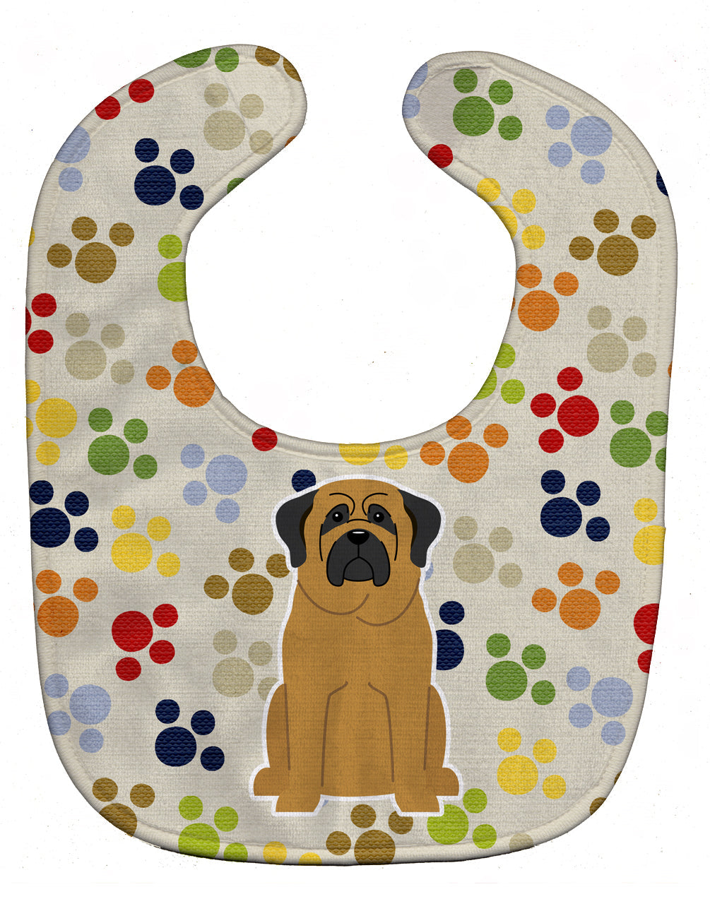 Pawprints Mastiff Baby Bib Easy-Clean Baby Bib Baby Feeding Accessory Baby Mealtime Essential, 10 x 13, Multicolor