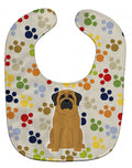 Pawprints Mastiff Baby Bib Easy-Clean Baby Bib Baby Feeding Accessory Baby Mealtime Essential, 10 x 13, Multicolor
