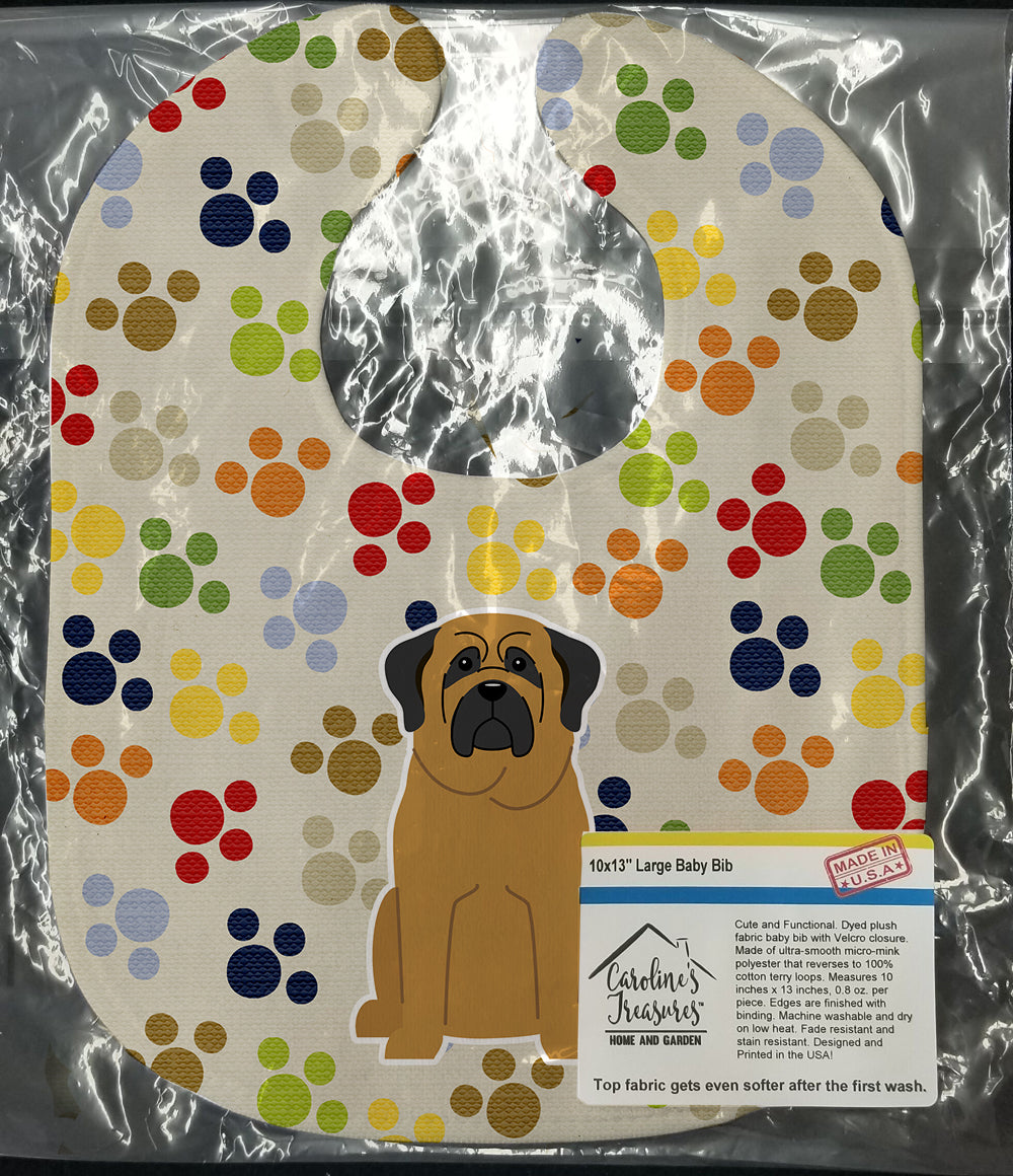 Pawprints Mastiff Baby Bib Easy-Clean Baby Bib Baby Feeding Accessory Baby Mealtime Essential, 10 x 13, Multicolor
