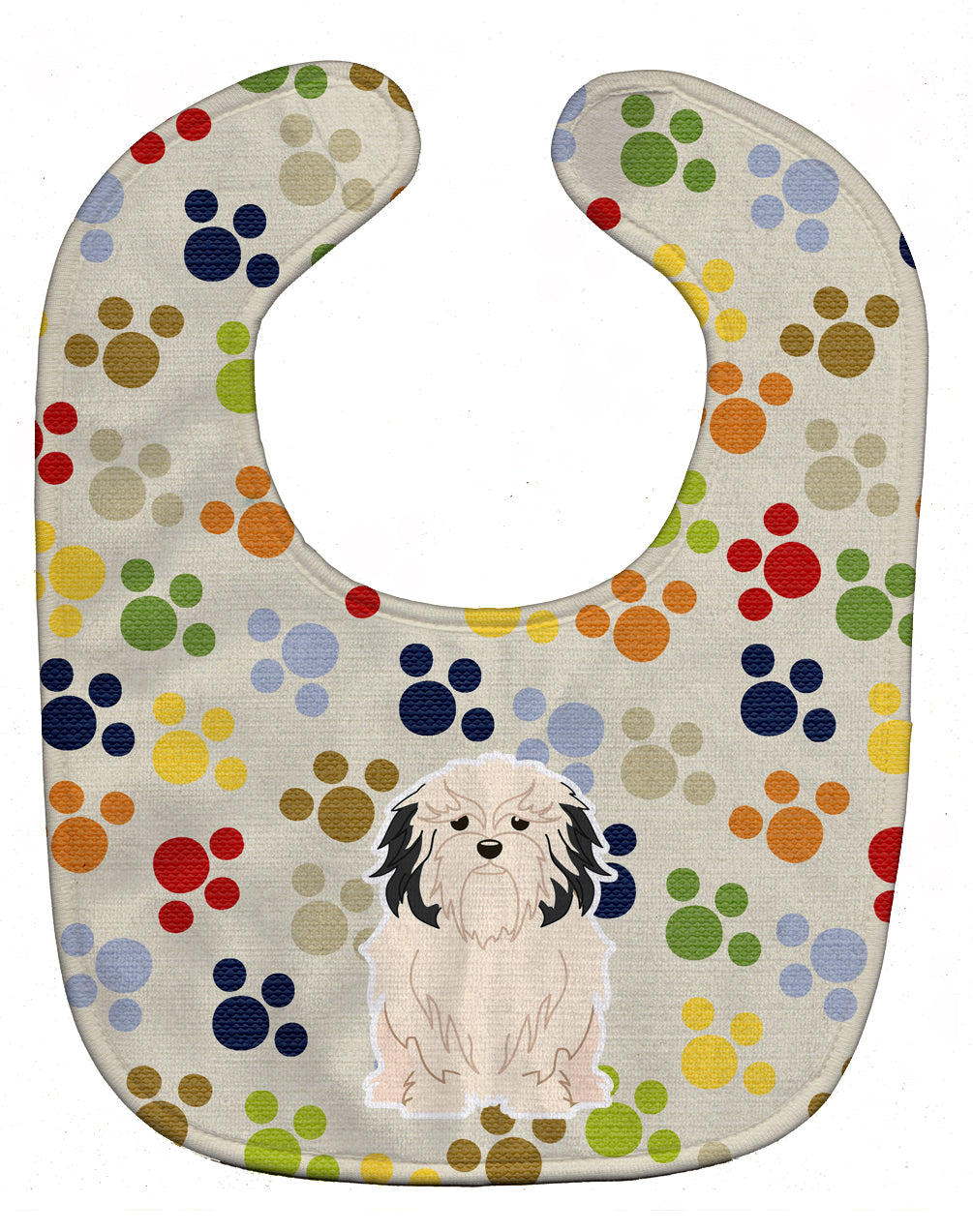 Pawprints Lowchen Baby Bib Easy-Clean Baby Bib Baby Feeding Accessory Baby Mealtime Essential, 10 x 13, Multicolor