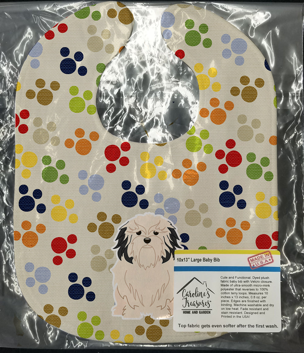 Pawprints Lowchen Baby Bib Easy-Clean Baby Bib Baby Feeding Accessory Baby Mealtime Essential, 10 x 13, Multicolor