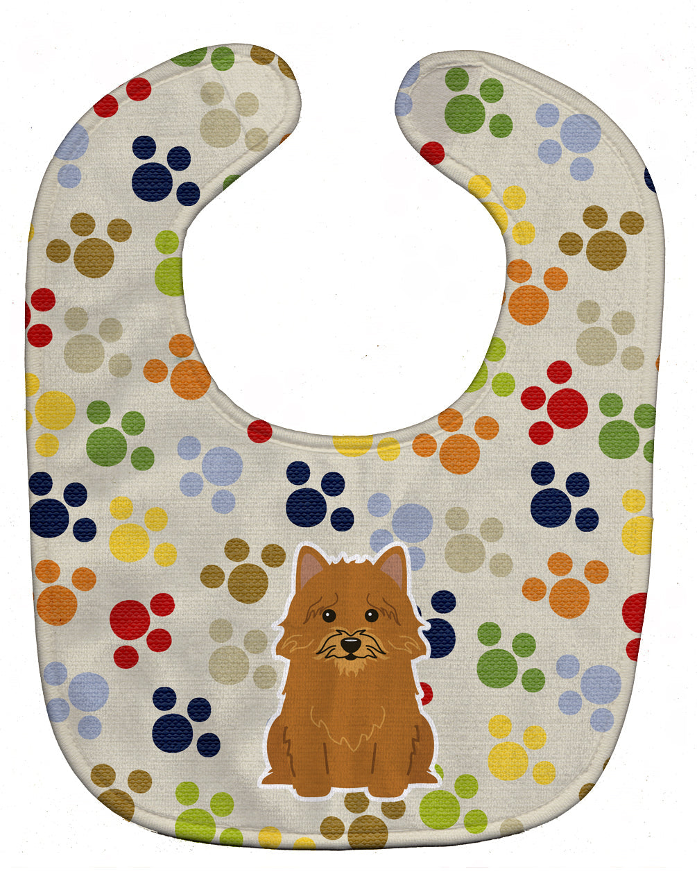 Pawprints Norwich Terrier Baby Bib Easy-Clean Baby Bib Baby Feeding Accessory Baby Mealtime Essential, 10 x 13, Multicolor