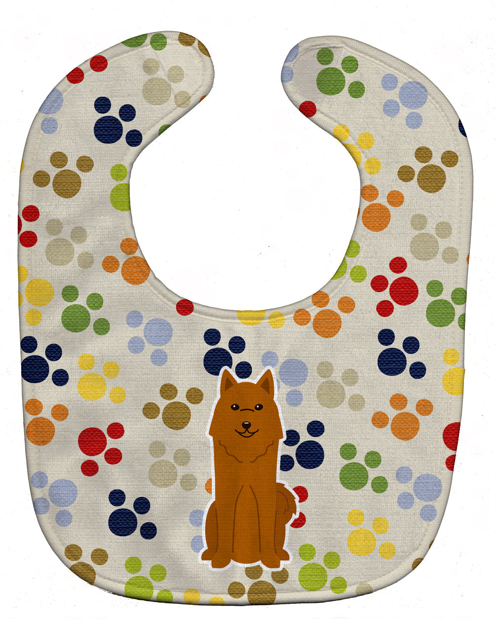 Pawprints Karelian Bear Dog Baby Bib Easy-Clean Baby Bib Baby Feeding Accessory Baby Mealtime Essential, 10 x 13, Multicolor