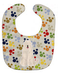 Pawprints South Russian Sheepdog Baby Bib Easy-Clean Baby Bib Baby Feeding Accessory Baby Mealtime Essential, 10 x 13, Multicolor