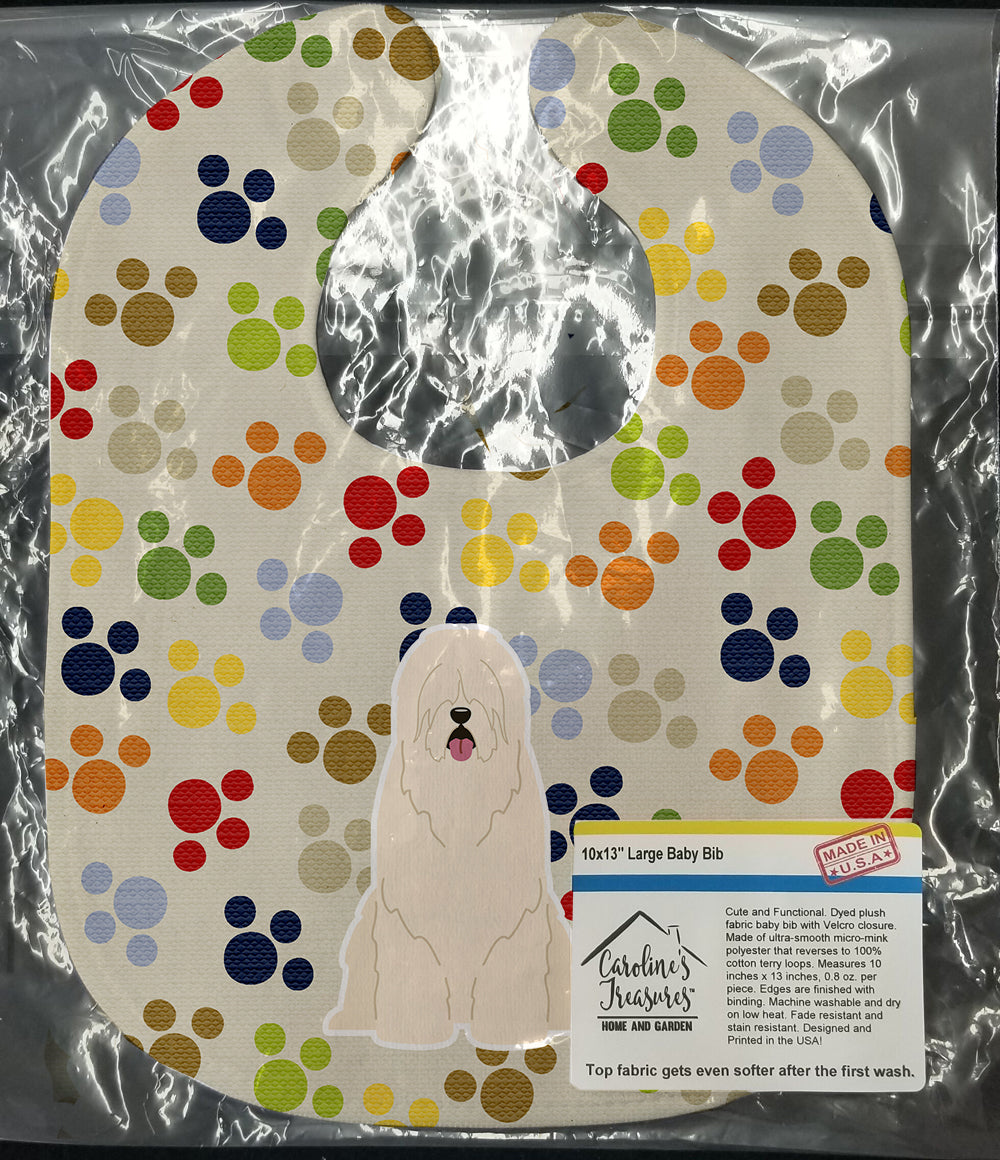 Pawprints South Russian Sheepdog Baby Bib Easy-Clean Baby Bib Baby Feeding Accessory Baby Mealtime Essential, 10 x 13, Multicolor