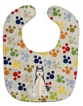 Pawprints West Siberian Laika Spitz Baby Bib Easy-Clean Baby Bib Baby Feeding Accessory Baby Mealtime Essential, 10 x 13, Multicolor