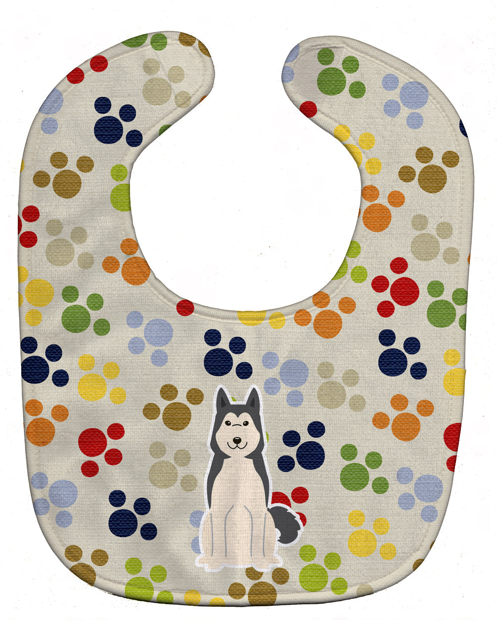 Pawprints West Siberian Laika Spitz Baby Bib Easy-Clean Baby Bib Baby Feeding Accessory Baby Mealtime Essential, 10 x 13, Multicolor