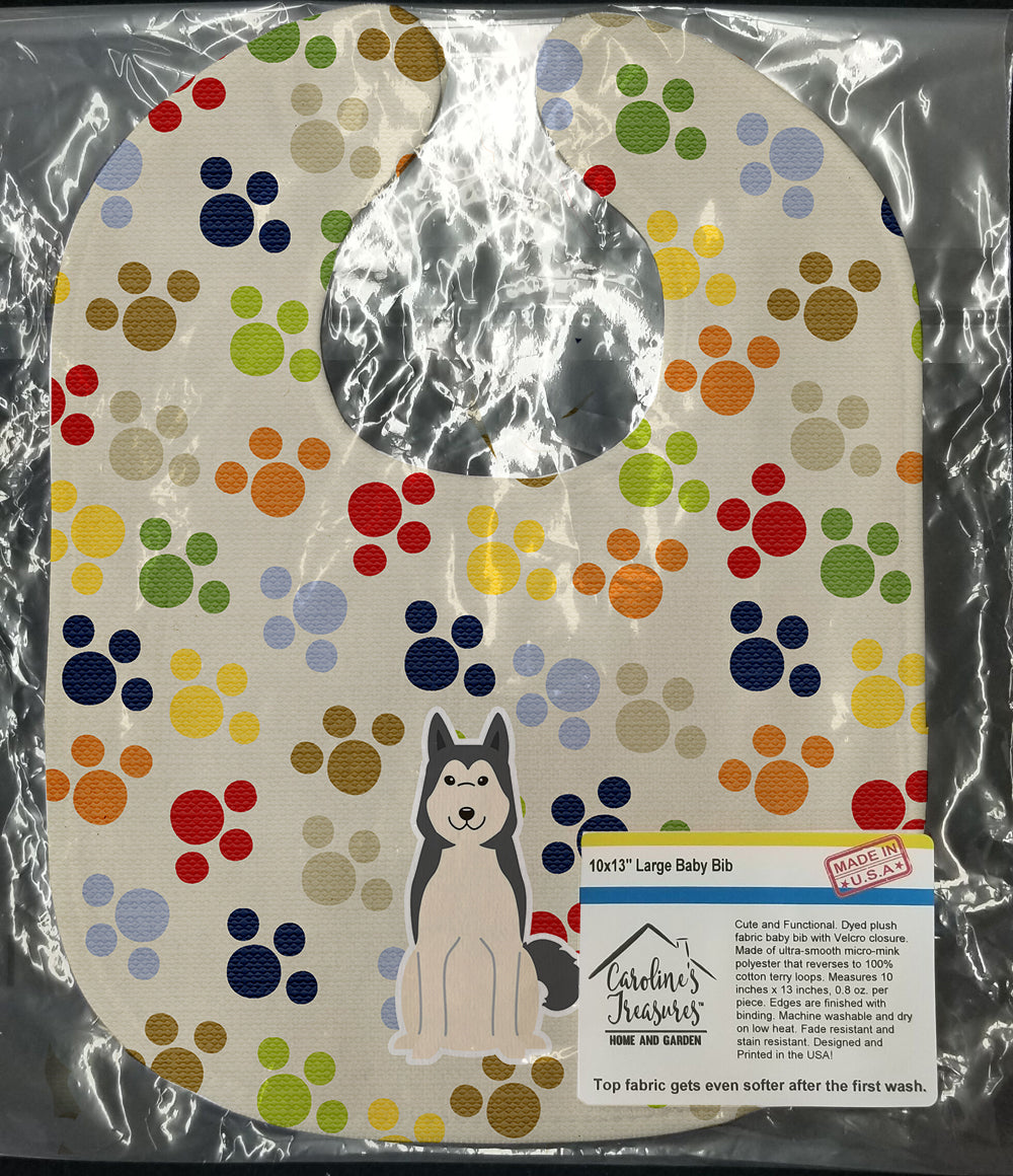 Pawprints West Siberian Laika Spitz Baby Bib Easy-Clean Baby Bib Baby Feeding Accessory Baby Mealtime Essential, 10 x 13, Multicolor