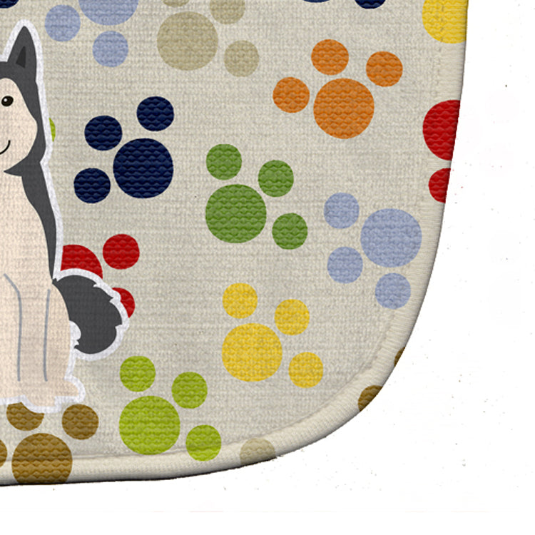 Pawprints West Siberian Laika Spitz Baby Bib Easy-Clean Baby Bib Baby Feeding Accessory Baby Mealtime Essential, 10 x 13, Multicolor