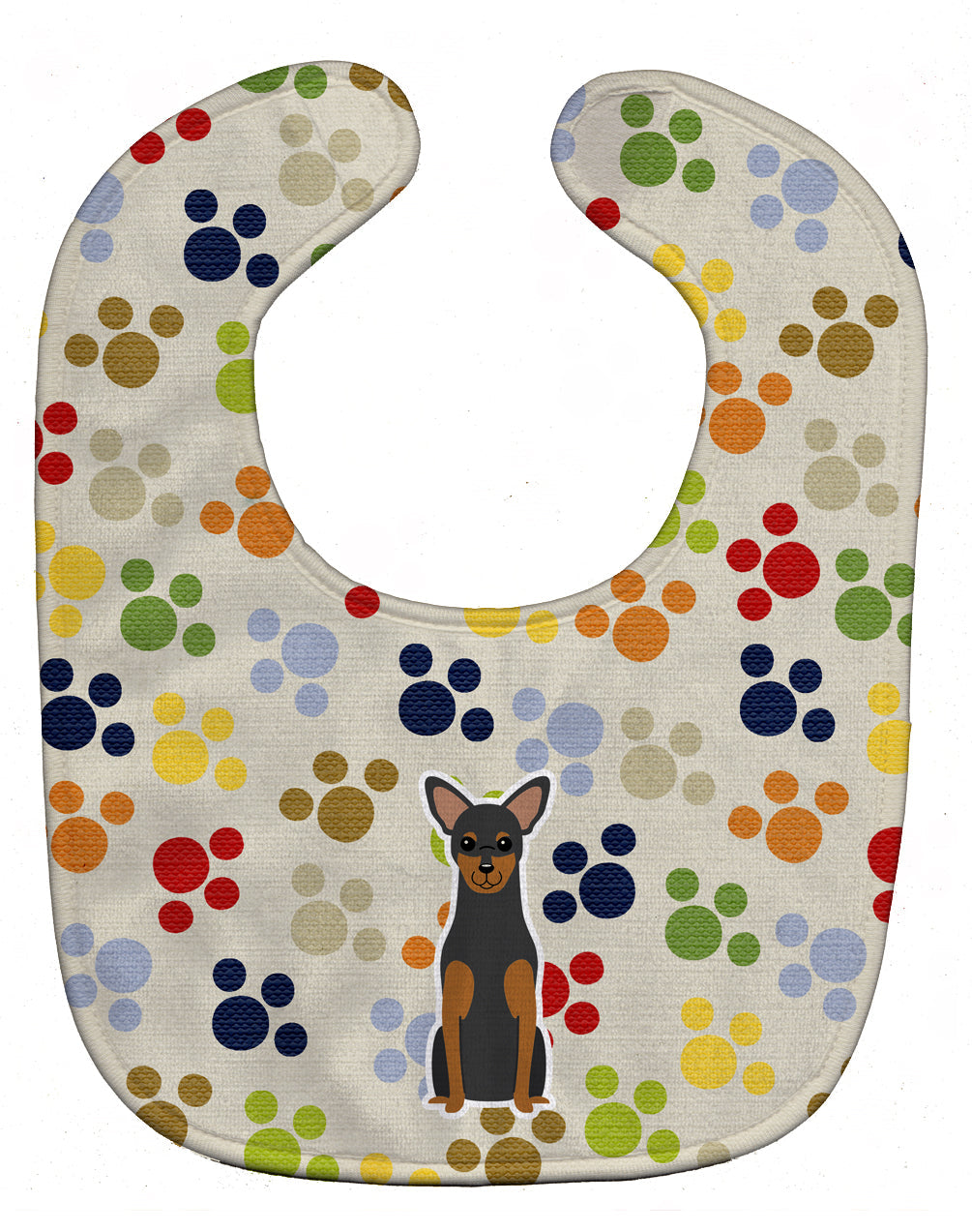 Pawprints Manchester Terrier Baby Bib Easy-Clean Baby Bib Baby Feeding Accessory Baby Mealtime Essential, 10 x 13, Multicolor
