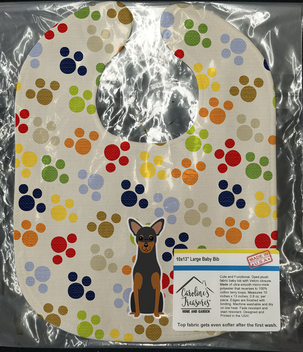Pawprints Manchester Terrier Baby Bib Easy-Clean Baby Bib Baby Feeding Accessory Baby Mealtime Essential, 10 x 13, Multicolor