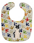 Pawprints Russo-European Laika Spitz Baby Bib Easy-Clean Baby Bib Baby Feeding Accessory Baby Mealtime Essential, 10 x 13, Multicolor