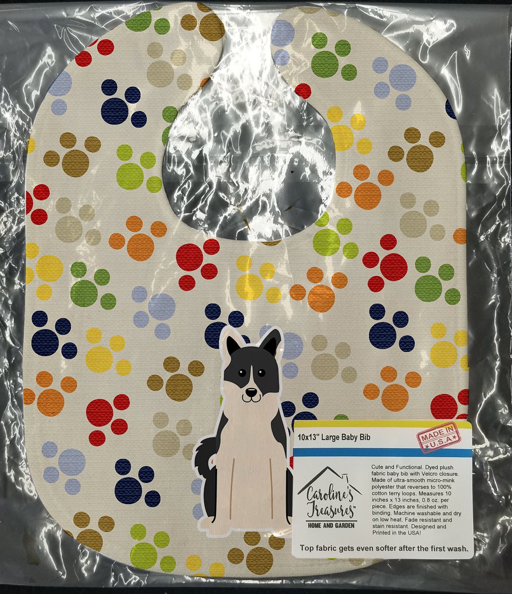 Pawprints Russo-European Laika Spitz Baby Bib Easy-Clean Baby Bib Baby Feeding Accessory Baby Mealtime Essential, 10 x 13, Multicolor