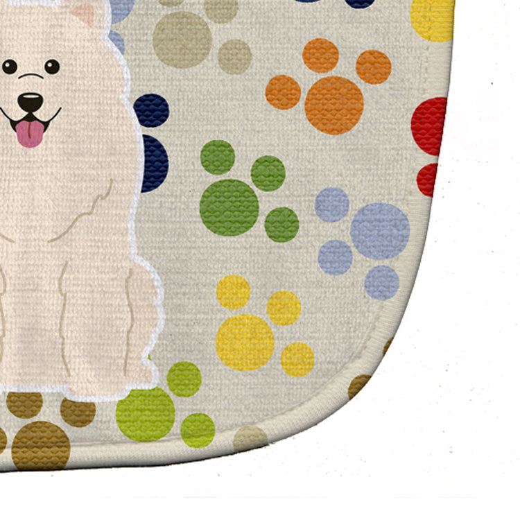 Pawprints Samoyed Baby Bib Easy-Clean Baby Bib Baby Feeding Accessory Baby Mealtime Essential, 10 x 13, Multicolor