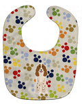 Pawprints Russian Spaniel Baby Bib Easy-Clean Baby Bib Baby Feeding Accessory Baby Mealtime Essential, 10 x 13, Multicolor