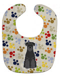 Pawprints Standard Schnauzer Black Baby Bib Easy-Clean Baby Bib Baby Feeding Accessory Baby Mealtime Essential, 10 x 13, Multicolor