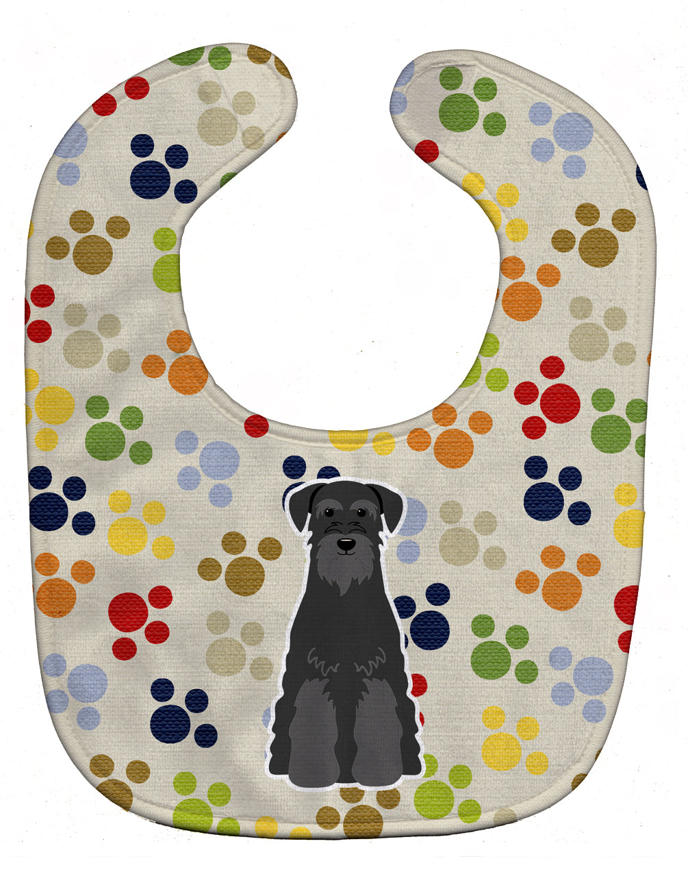 Pawprints Standard Schnauzer Black Baby Bib Easy-Clean Baby Bib Baby Feeding Accessory Baby Mealtime Essential, 10 x 13, Multicolor