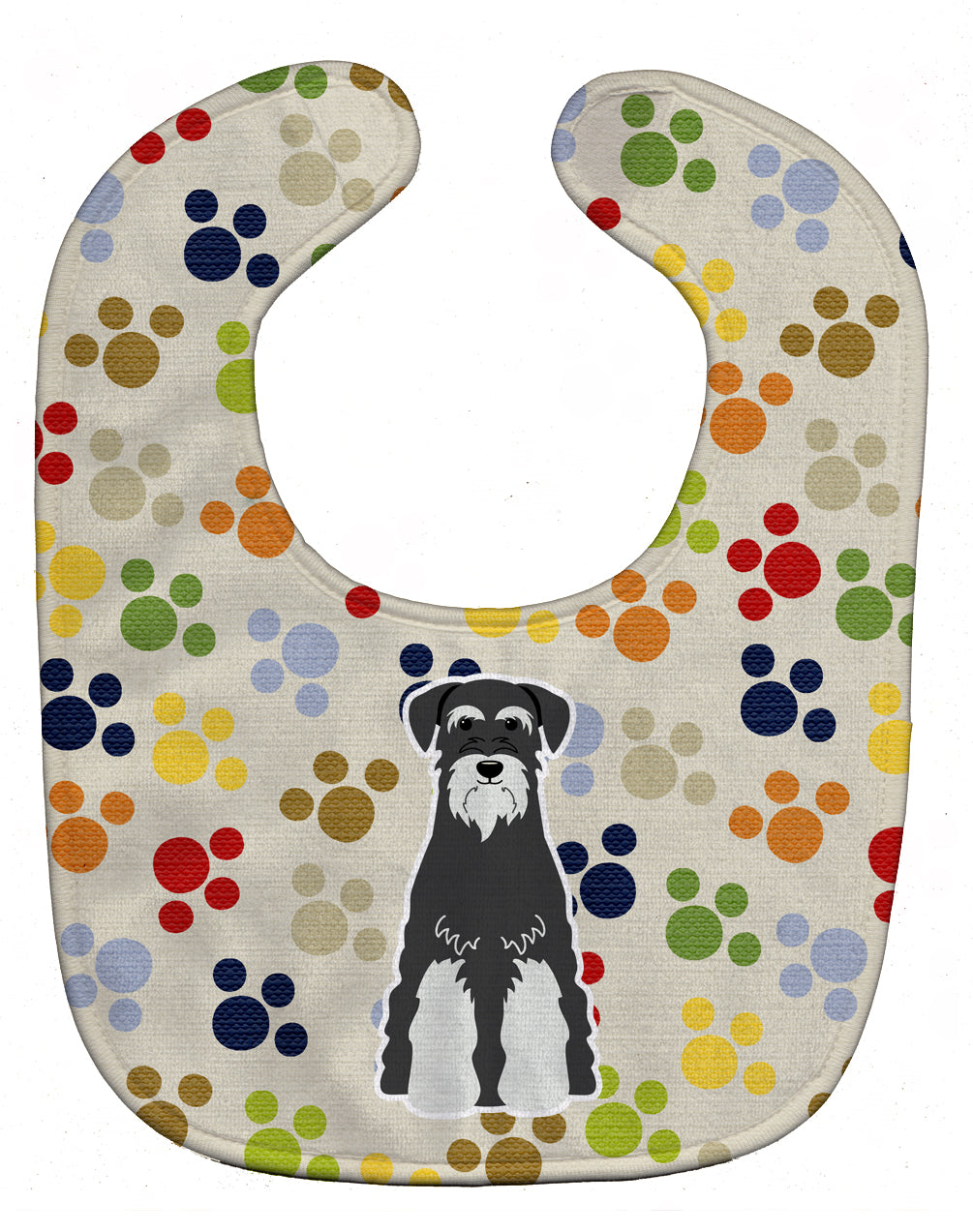 Pawprints Standard Schnauzer Salt and Pepper Baby Bib Easy-Clean Baby Bib Baby Feeding Accessory Baby Mealtime Essential, 10 x 13, Multicolor