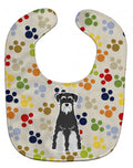 Pawprints Standard Schnauzer Salt and Pepper Baby Bib Easy-Clean Baby Bib Baby Feeding Accessory Baby Mealtime Essential, 10 x 13, Multicolor