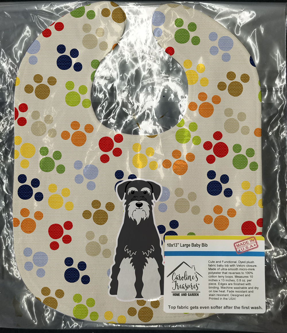 Pawprints Standard Schnauzer Salt and Pepper Baby Bib Easy-Clean Baby Bib Baby Feeding Accessory Baby Mealtime Essential, 10 x 13, Multicolor