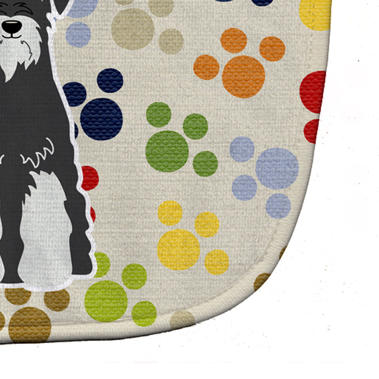 Pawprints Standard Schnauzer Salt and Pepper Baby Bib Easy-Clean Baby Bib Baby Feeding Accessory Baby Mealtime Essential, 10 x 13, Multicolor
