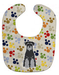 Pawprints Standard Schnauzer Black Grey Baby Bib Easy-Clean Baby Bib Baby Feeding Accessory Baby Mealtime Essential, 10 x 13, Multicolor