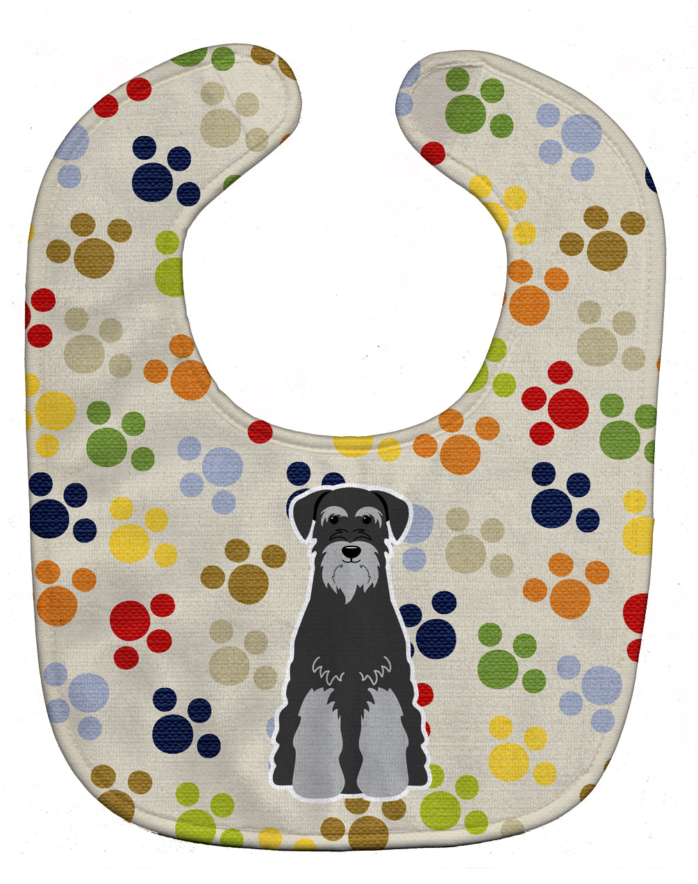 Pawprints Standard Schnauzer Black Grey Baby Bib Easy-Clean Baby Bib Baby Feeding Accessory Baby Mealtime Essential, 10 x 13, Multicolor