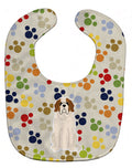 Pawprints Saint Bernard Baby Bib Easy-Clean Baby Bib Baby Feeding Accessory Baby Mealtime Essential, 10 x 13, Multicolor
