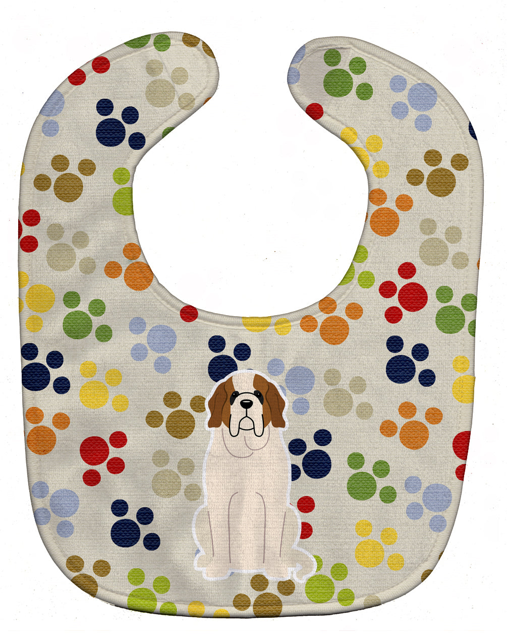 Pawprints Saint Bernard Baby Bib Easy-Clean Baby Bib Baby Feeding Accessory Baby Mealtime Essential, 10 x 13, Multicolor