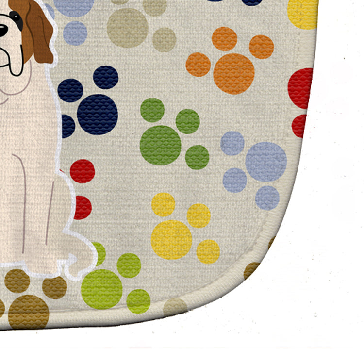 Pawprints Saint Bernard Baby Bib Easy-Clean Baby Bib Baby Feeding Accessory Baby Mealtime Essential, 10 x 13, Multicolor